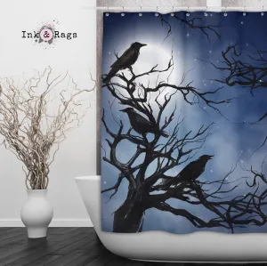 Ravens in the Moonlight Shower Curtains and Optional Bath Mats Lighting,Lamps Fixtures