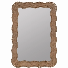 Rectangular Natural Rattan Scalloped Edge Wall Mirror Cutting Board,Kitchen Board