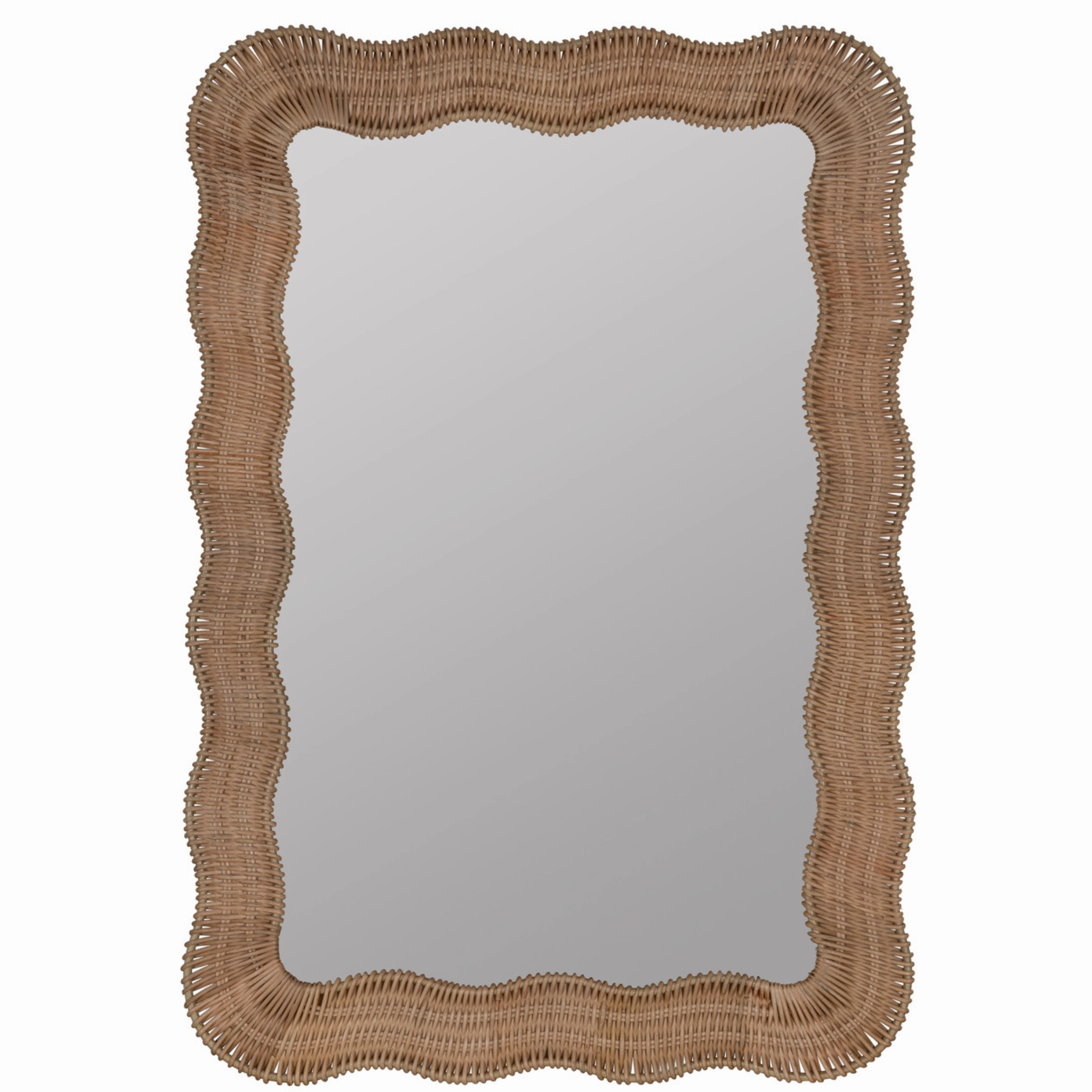 Rectangular Natural Rattan Scalloped Edge Wall Mirror Cutting Board,Kitchen Board