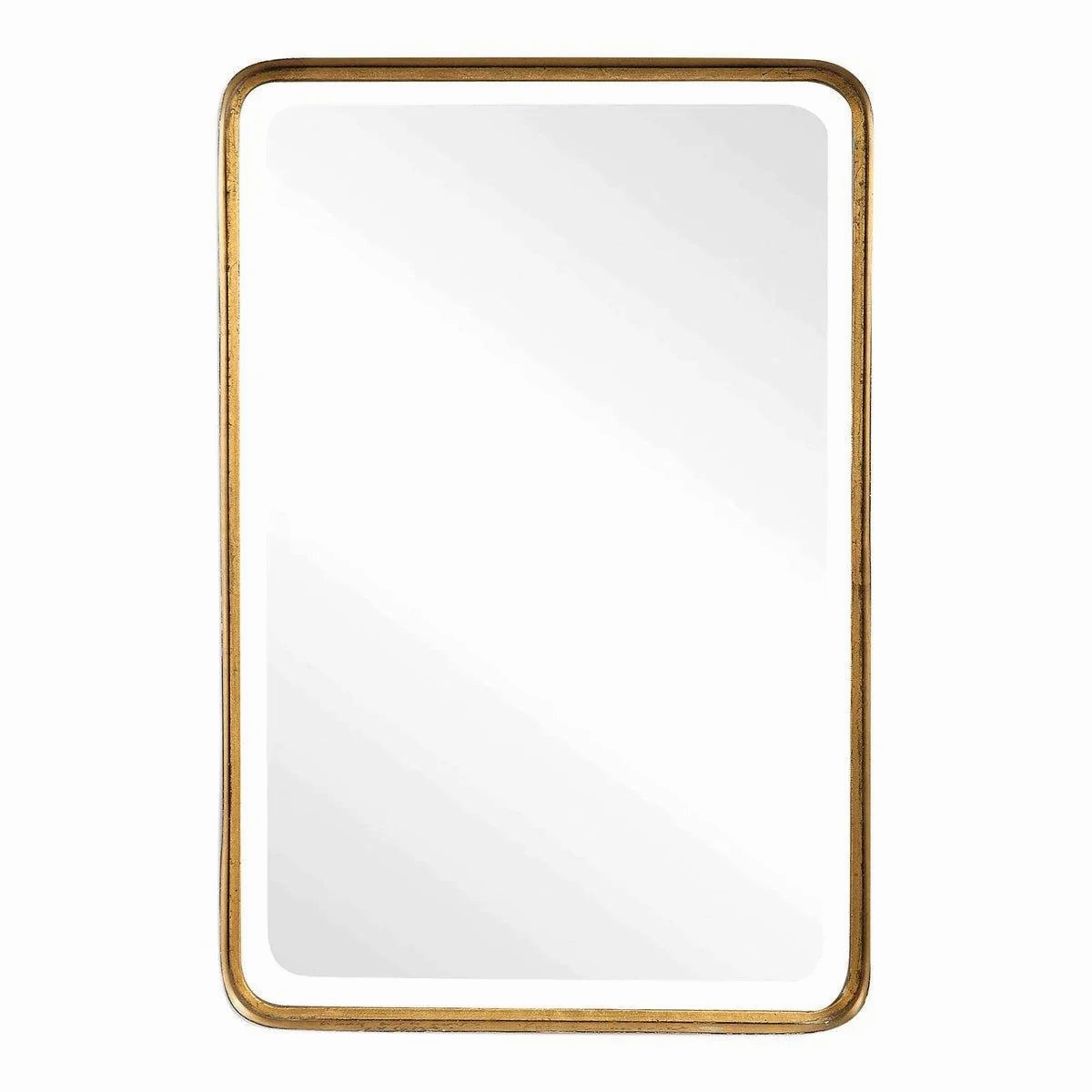 Rectangular Vanity Mirror with Curved Edges and Gold Leafed Frame Cutting Board,Kitchen Board