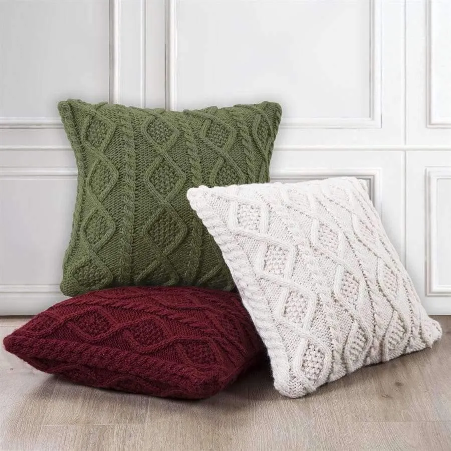 Red Cable Knit Throw Blanket