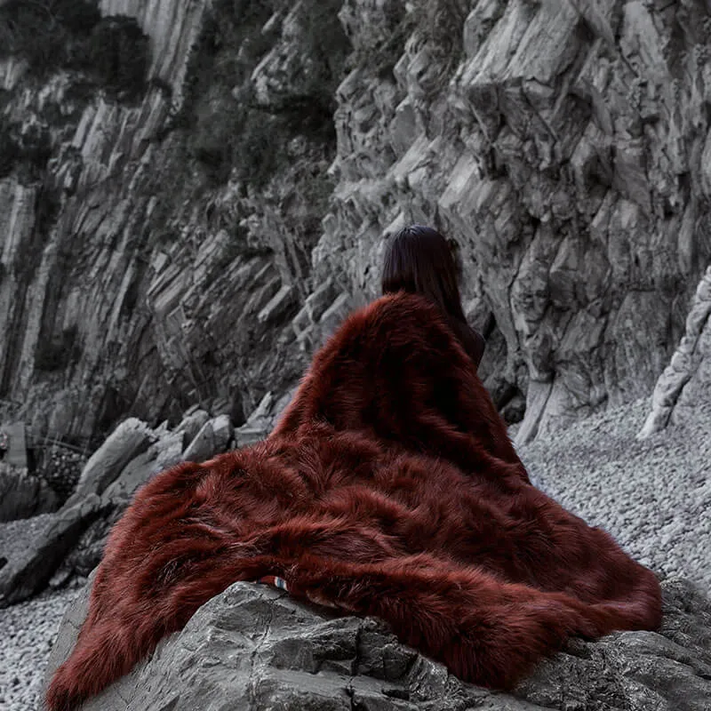 Red Earth Canyon Faux Fur Throw