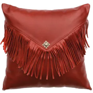 Red Leather Concho Pillow with Fringe storage cart, utility cart