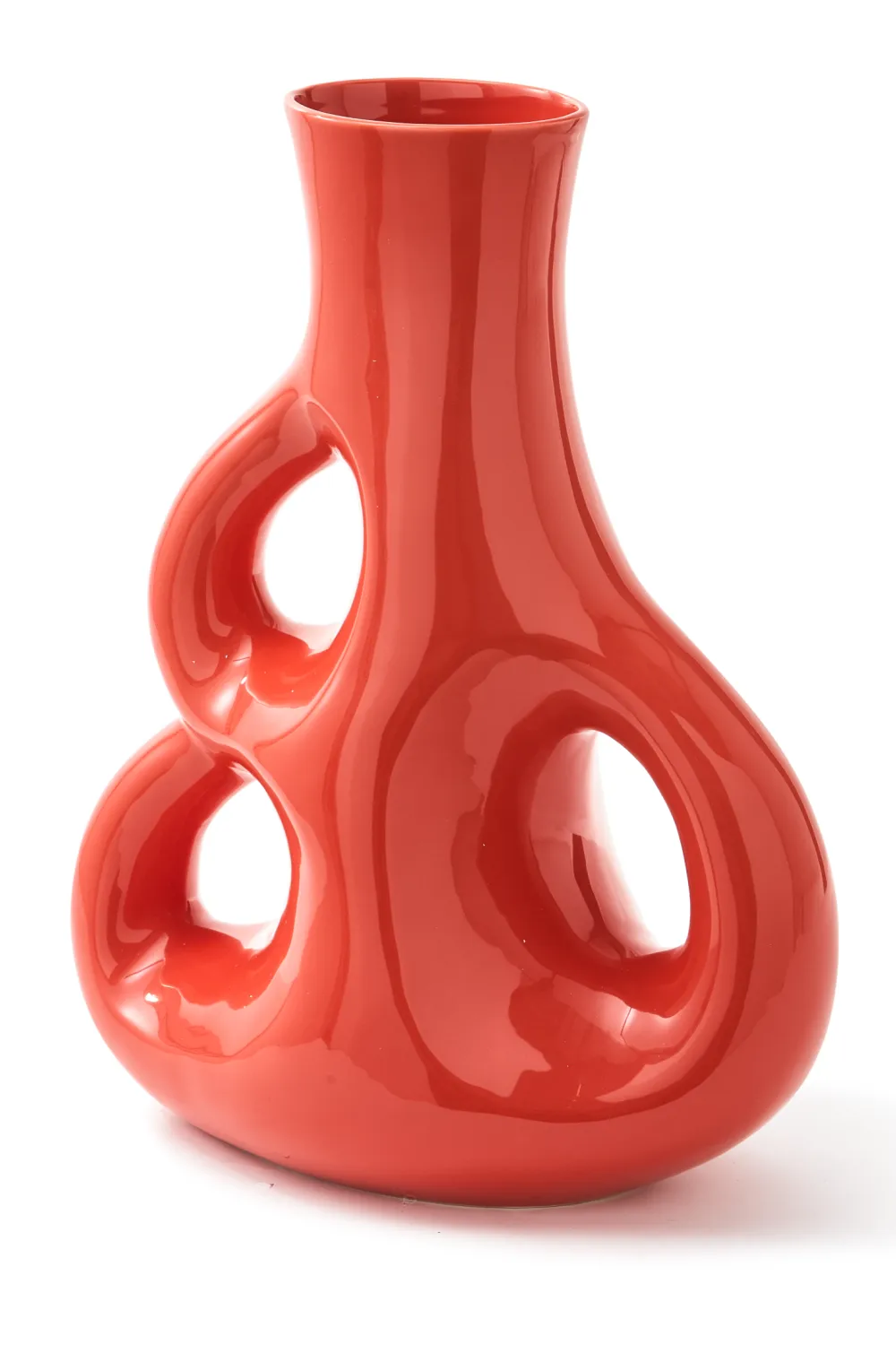 Red Stoneware Vase M | Pols Potten Three Ears