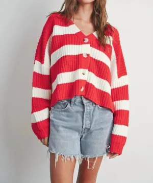 Red Striped Cardigan