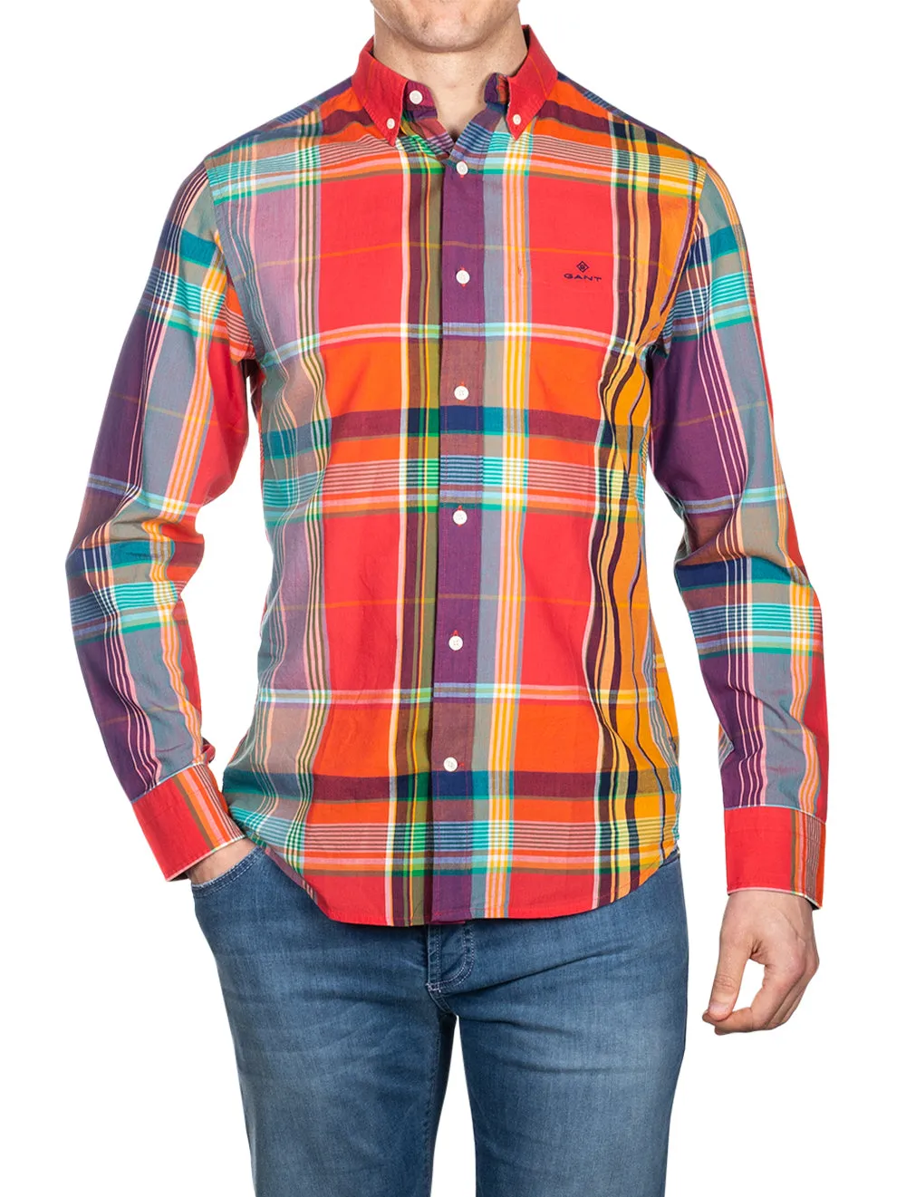 Regular Fit Madras Buttondown Watermelon Pink