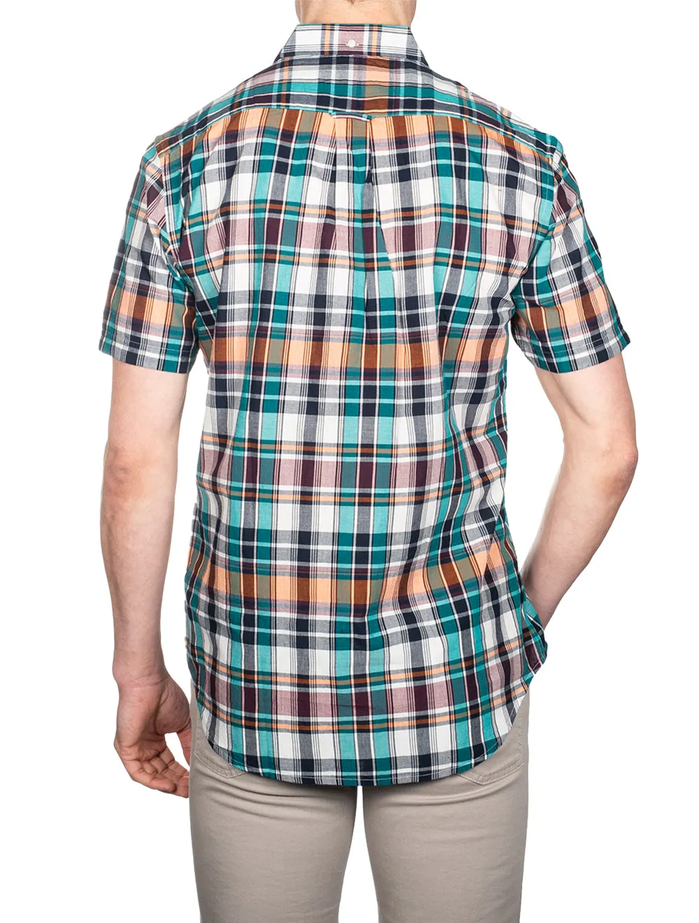 Regular Indian Madras short Sleeve shirt Evening Blue