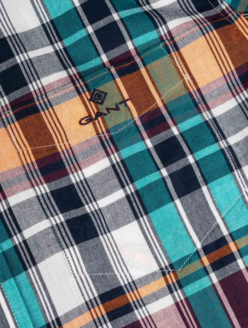 Regular Indian Madras short Sleeve shirt Evening Blue