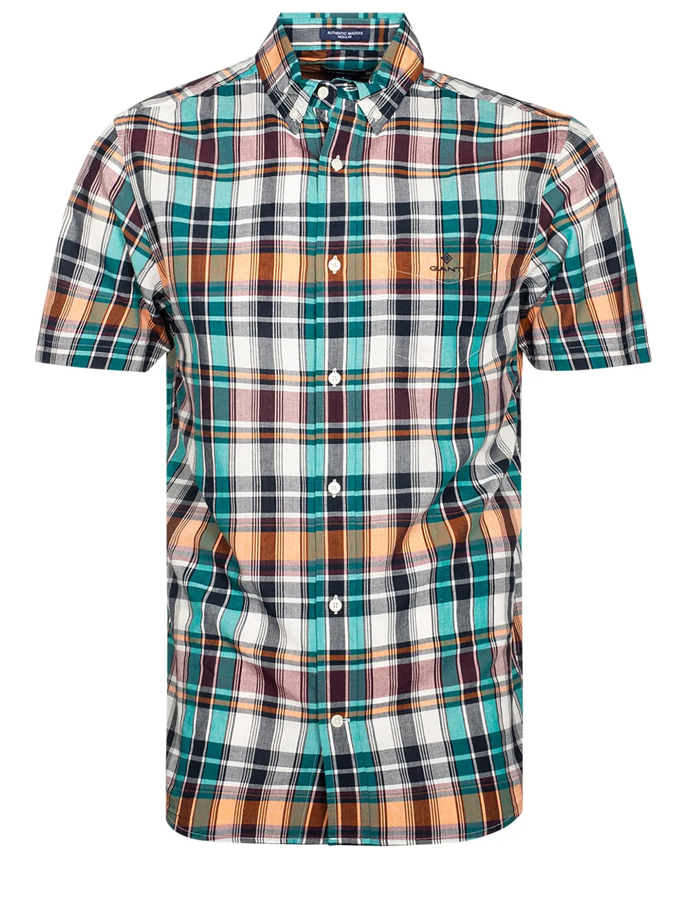 Regular Indian Madras short Sleeve shirt Evening Blue