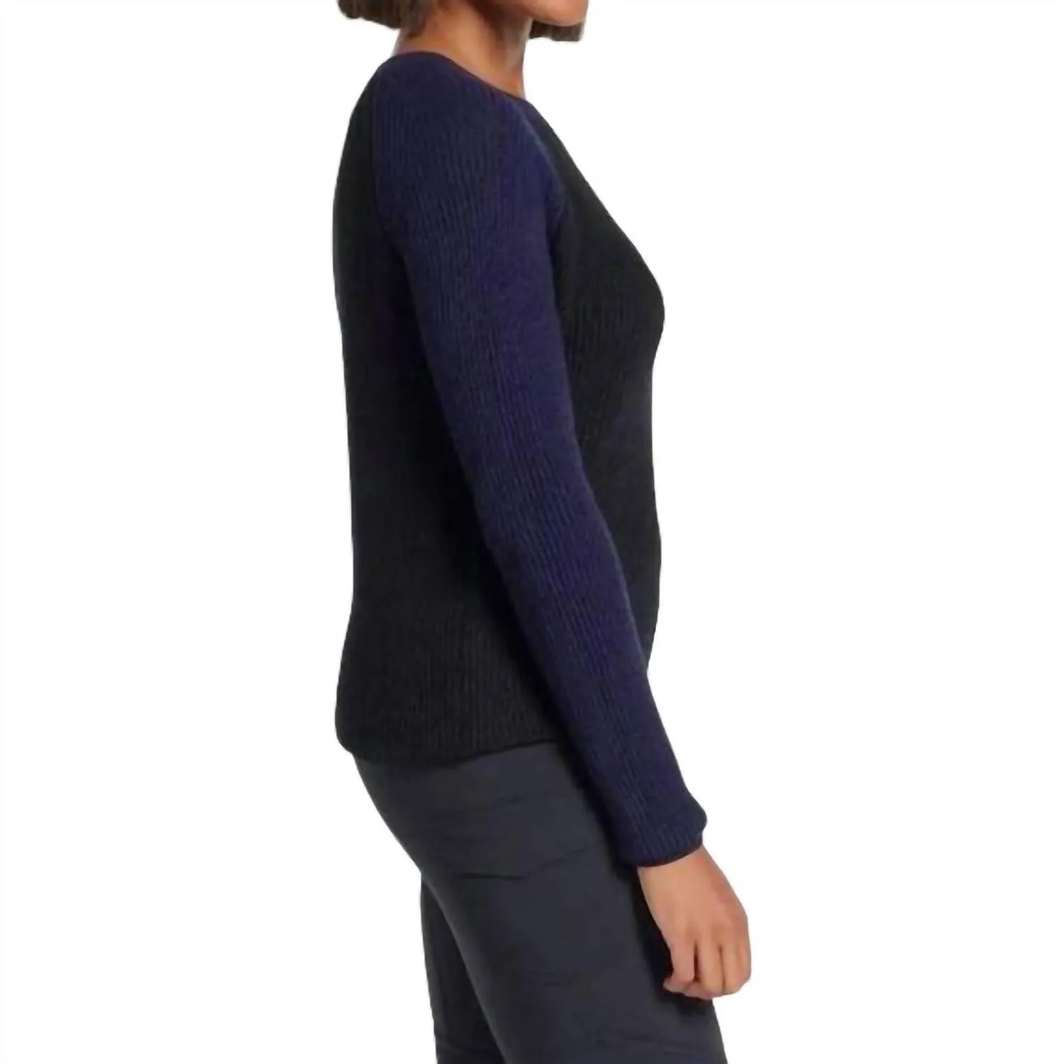 Reilly Cashmere Colorblock Sweater In Navy/black