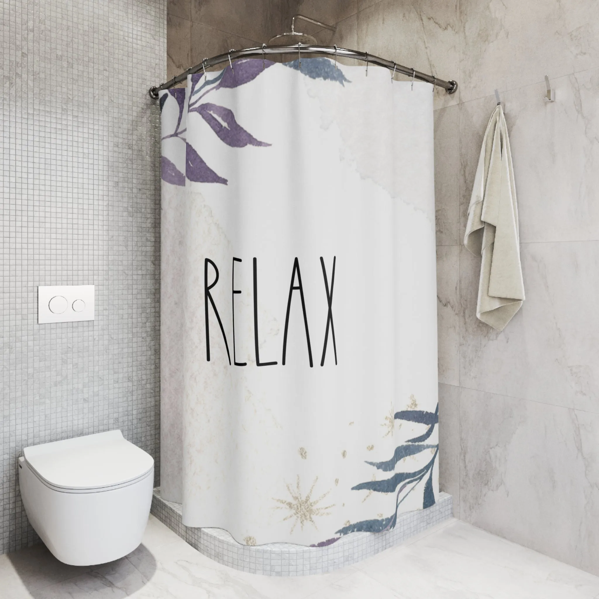Relax Shower Curtain | Rae Dunn Inspired, Lavender Leaves