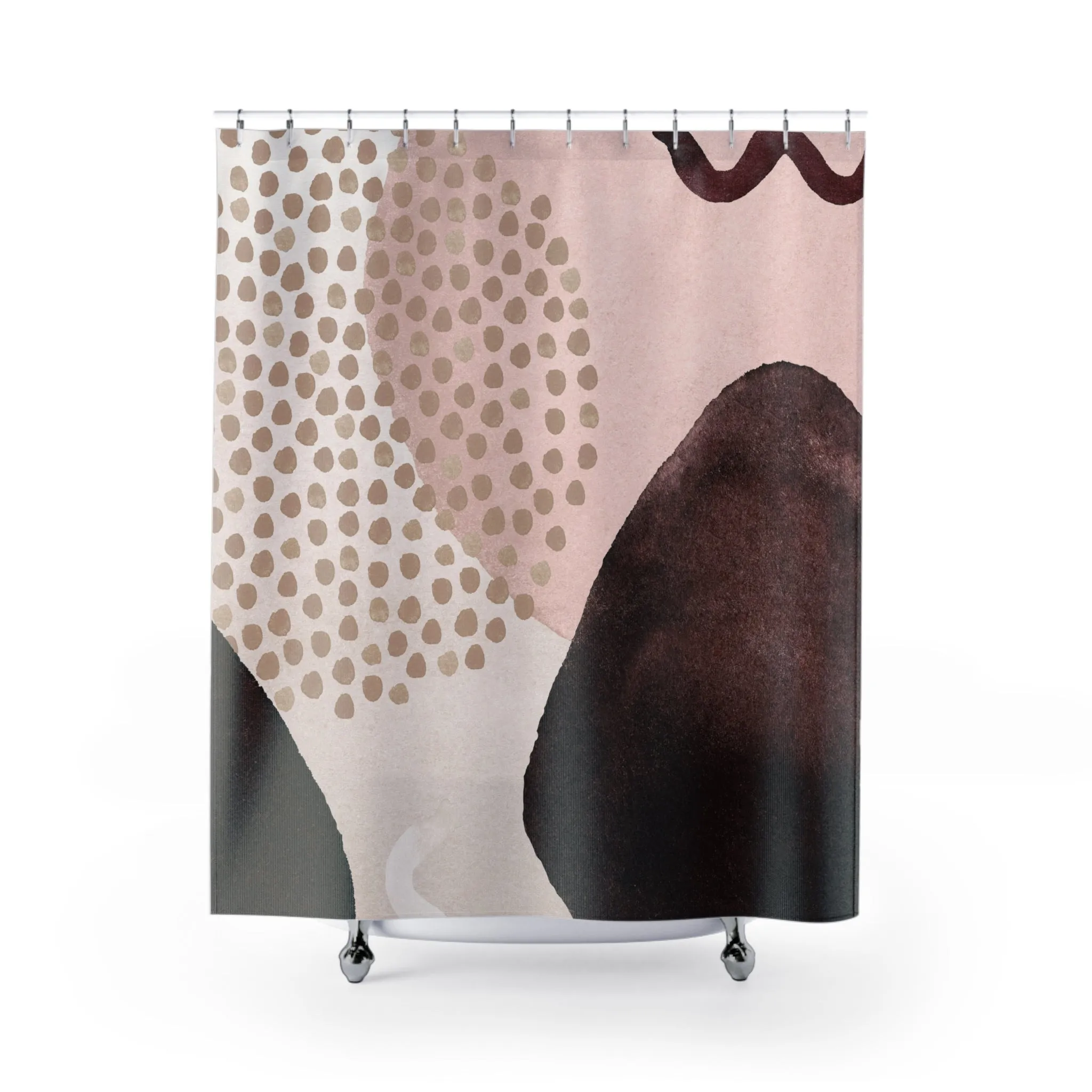 Retro Shower Curtain | Blush Pink Beige Brown Print Lighting,Home Lighting