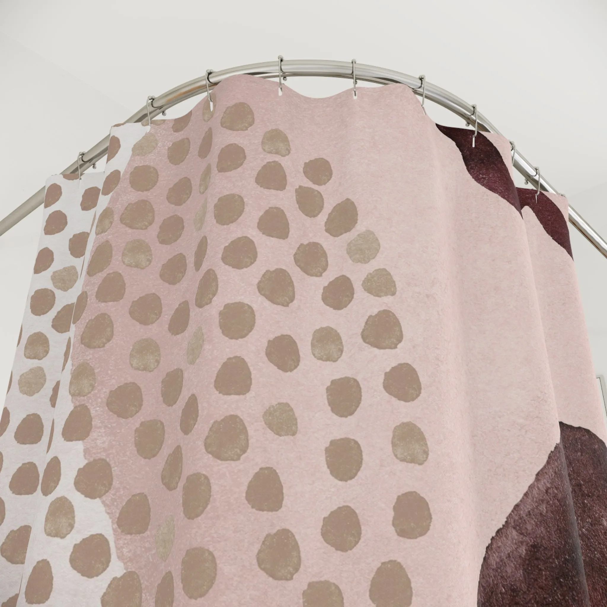Retro Shower Curtain | Blush Pink Beige Brown Print