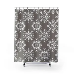 Retro Shower Curtain | Vintage Art Deco, Nouveau Grey White Lighting,Home Lighting