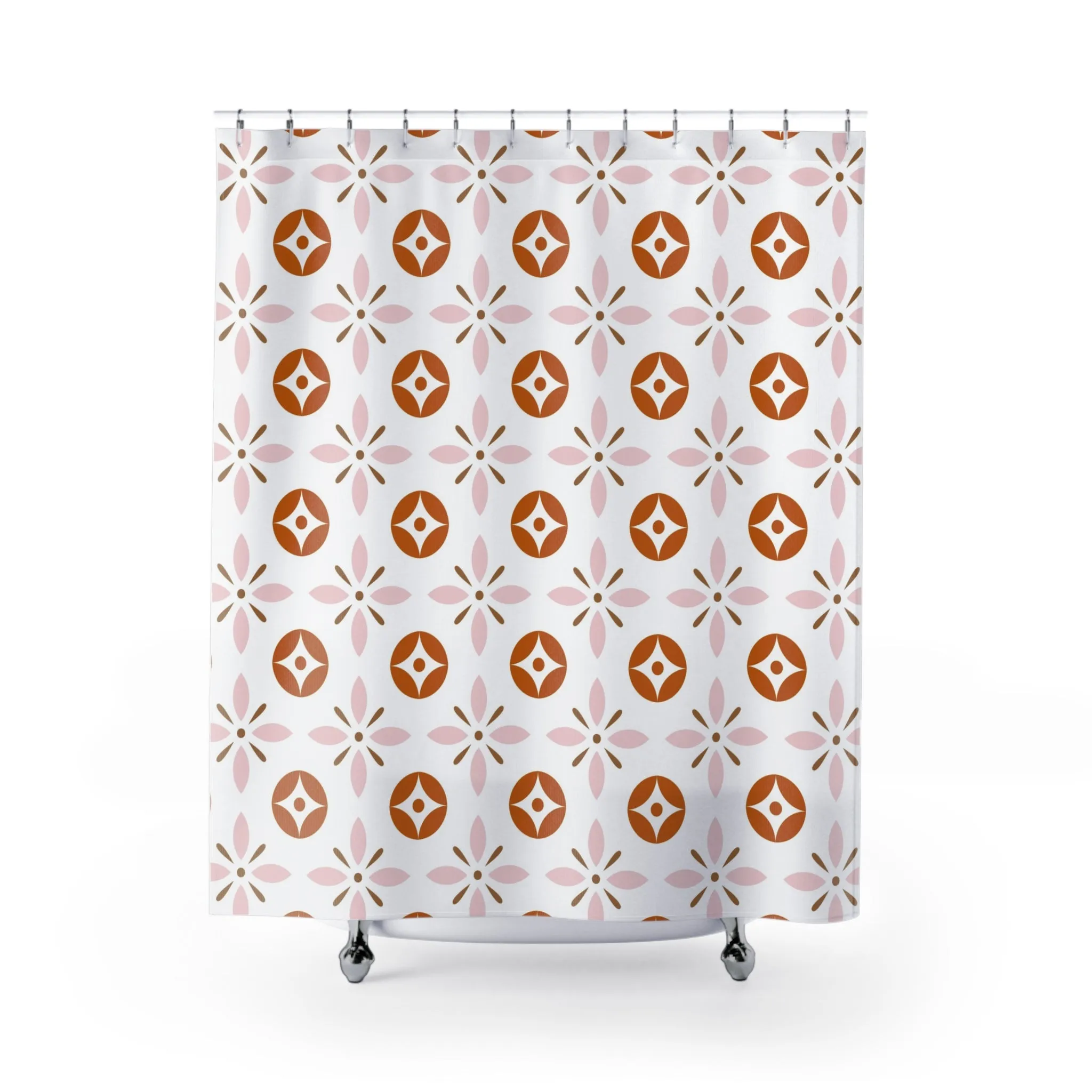 Retro Shower Curtain | Vintage Art Deco, Nouveau Pink, Orange White Lighting,Home Lighting