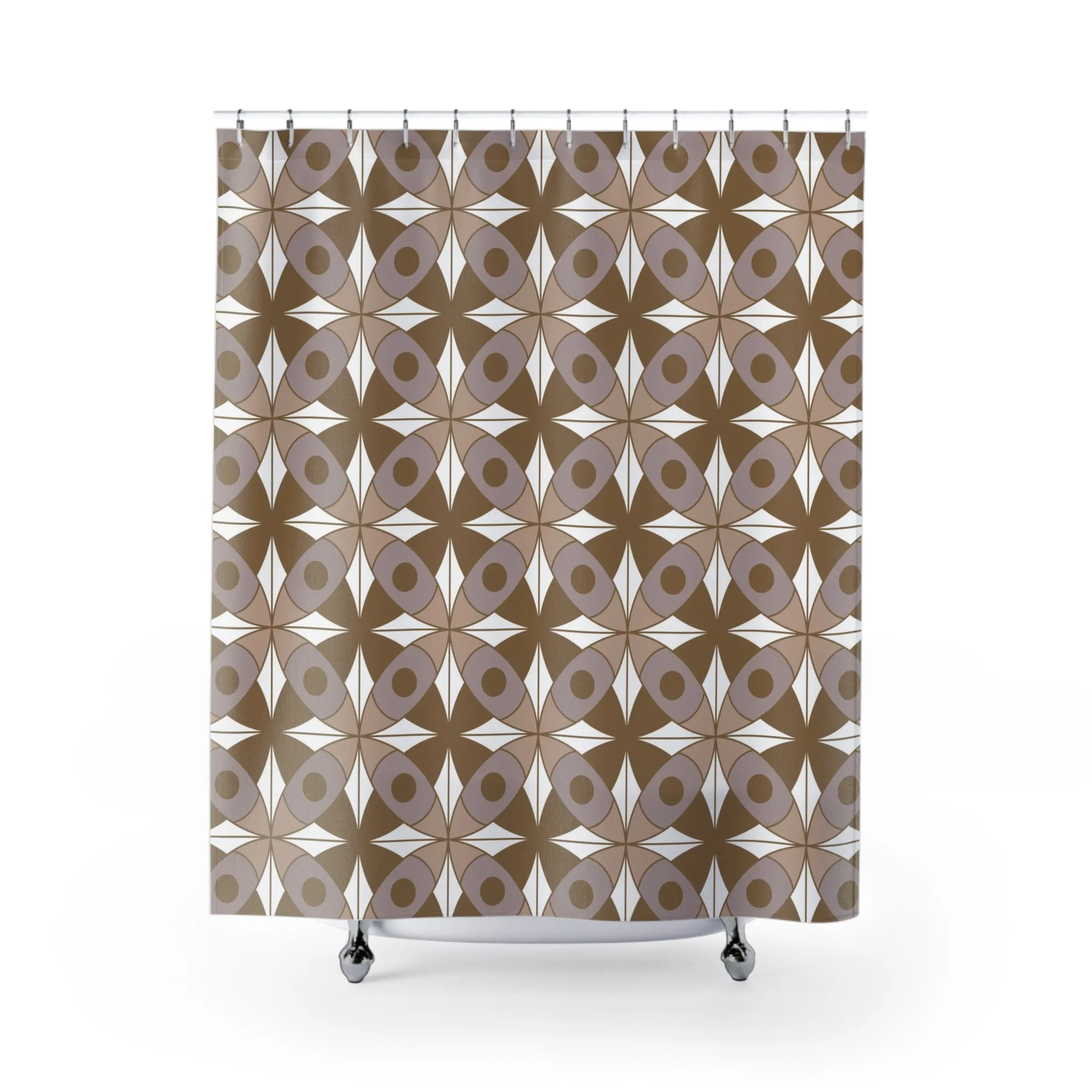 Retro Shower Curtain | Vintage Art Deco, Nouveau Taupe Beige, Grey Lighting,Home Lighting