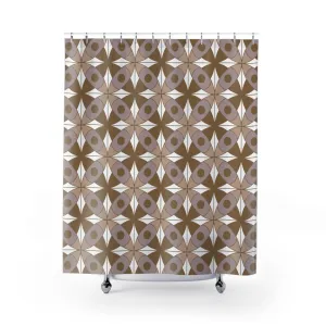 Retro Shower Curtain | Vintage Art Deco, Nouveau Taupe Beige, Grey Lighting,Home Lighting