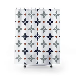 Retro Shower Curtain | Vintage Art Deco, Nouveau White, Navy Blue, Grey Lighting,Home Lighting