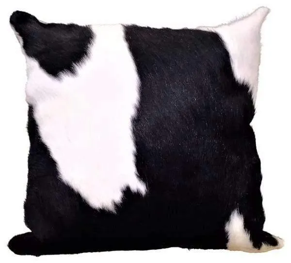 Reversible Black & White Cowhide Pillow Cover