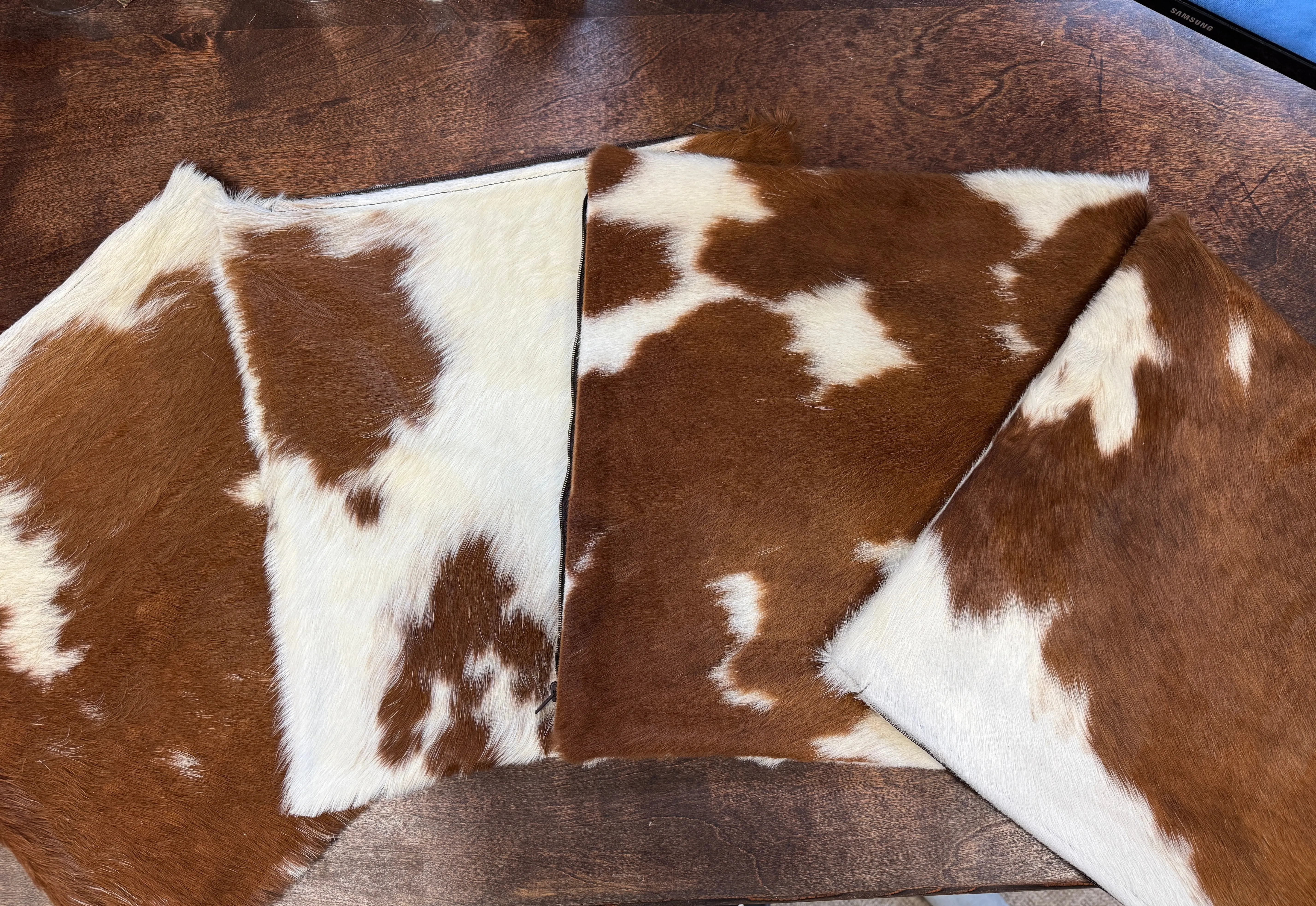 Reversible Brown & White Cowhide Pillow Cover