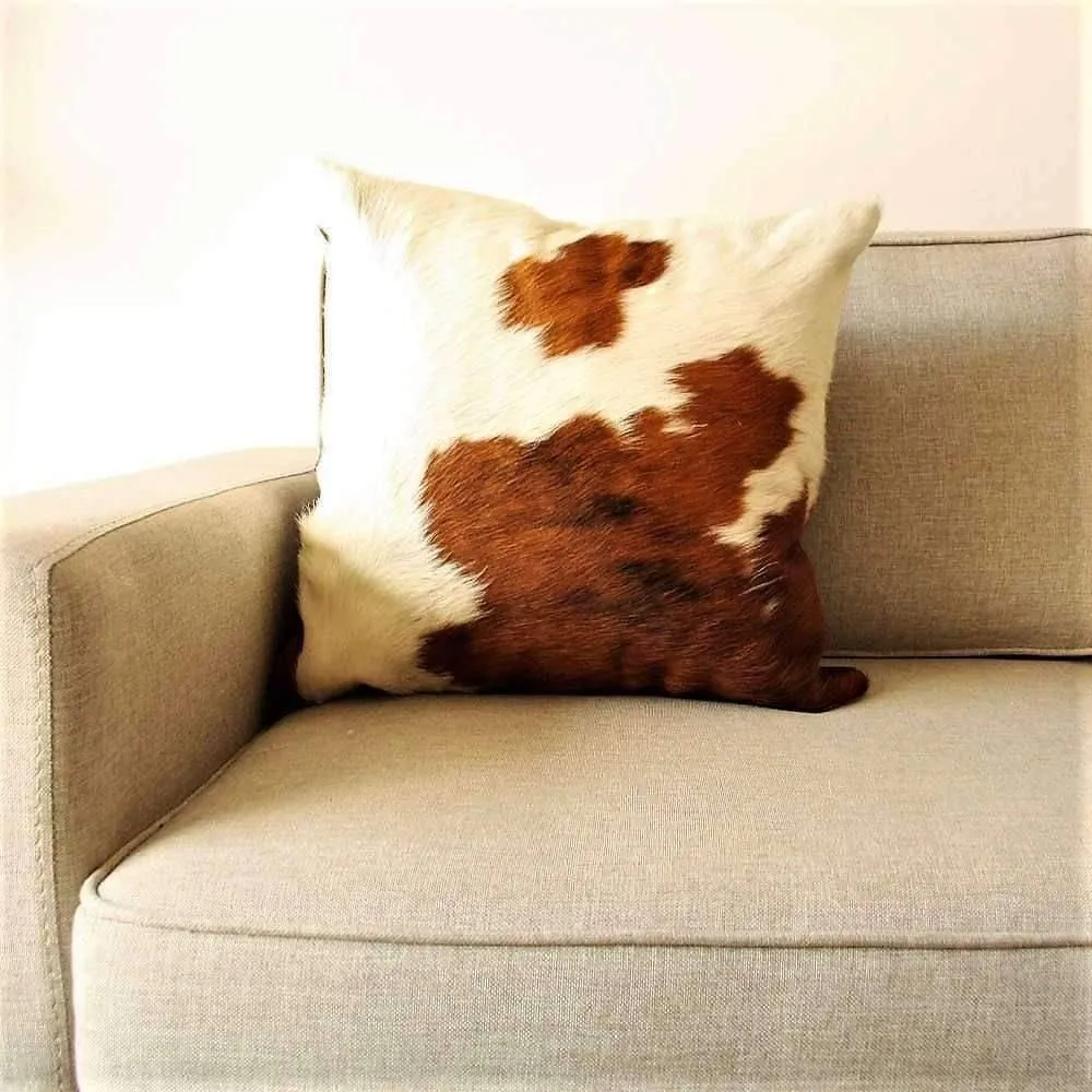 Reversible Brown & White Cowhide Pillow Cover