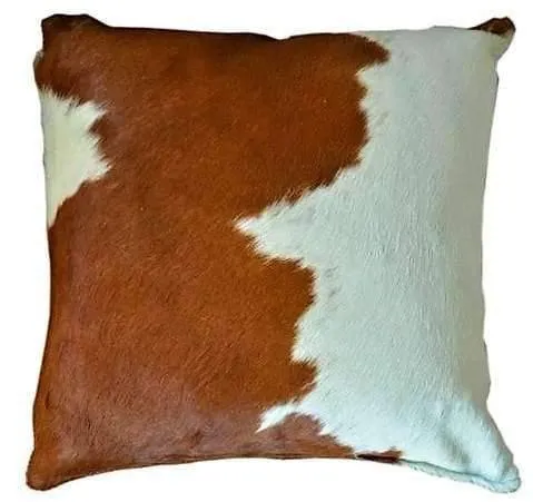 Reversible Brown & White Cowhide Pillow Cover