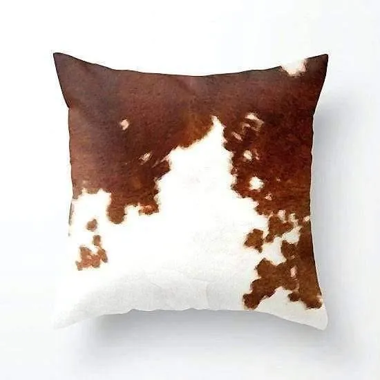 Reversible Brown & White Cowhide Pillow Cover