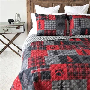 Reversible Red Bear Quilt Set bedding set, comforter set