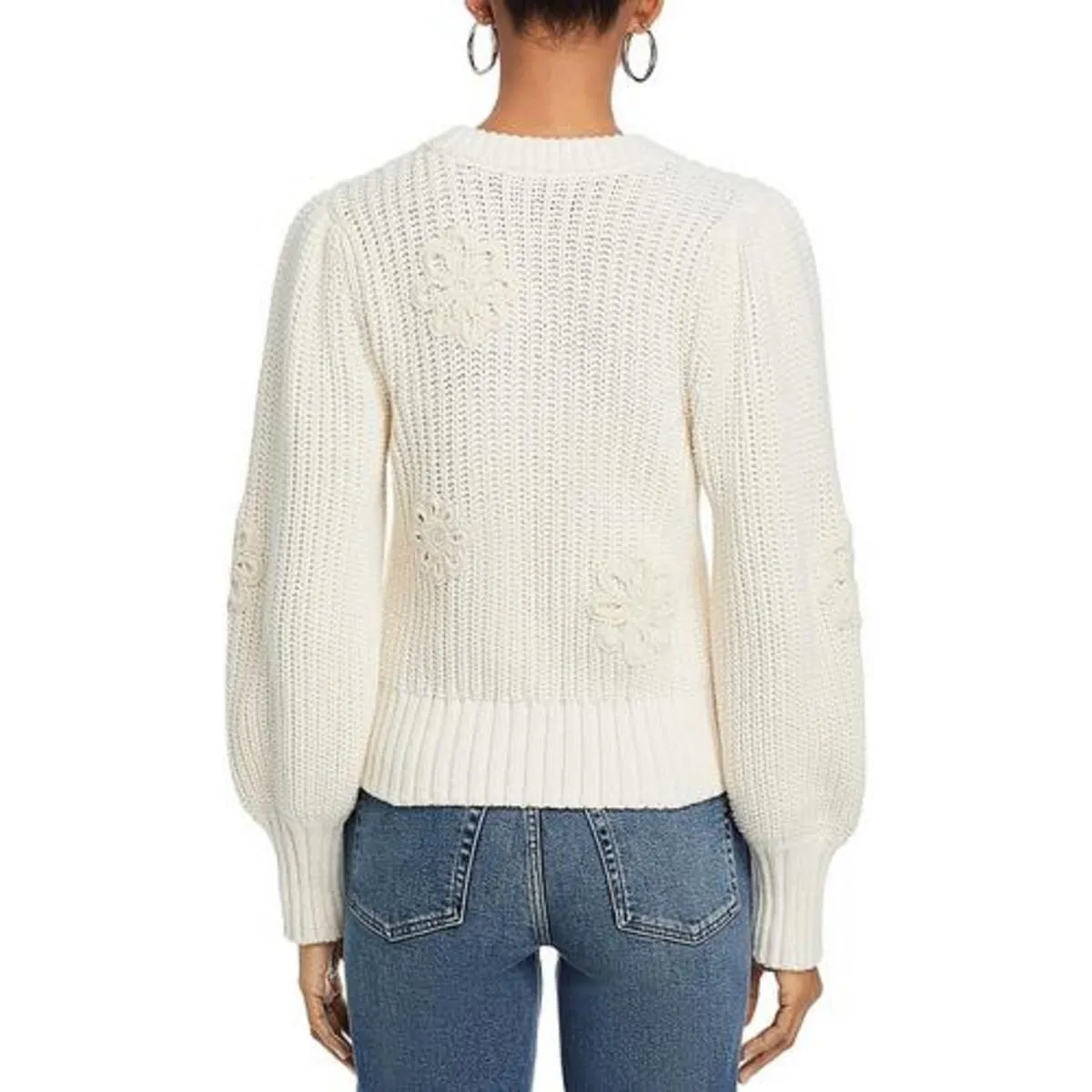 Romy Womens Crochet Long Sleeve Pullover Sweater
