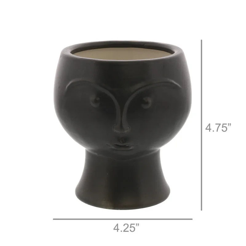 Rory Ceramic Face Vase - Matte Black