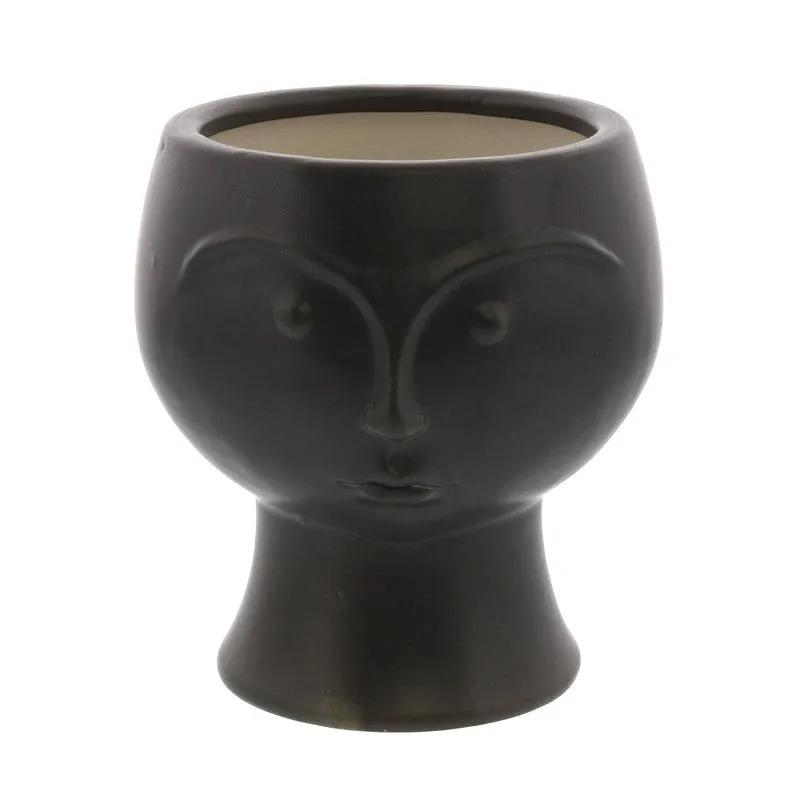 Rory Ceramic Face Vase - Matte Black Vase,Ceramic Vase
