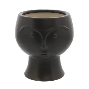 Rory Ceramic Face Vase - Matte Black Vase,Ceramic Vase