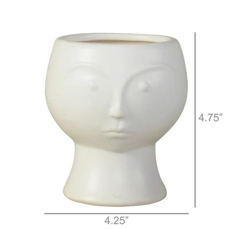 Rory Ceramic Face Vase - Matte White