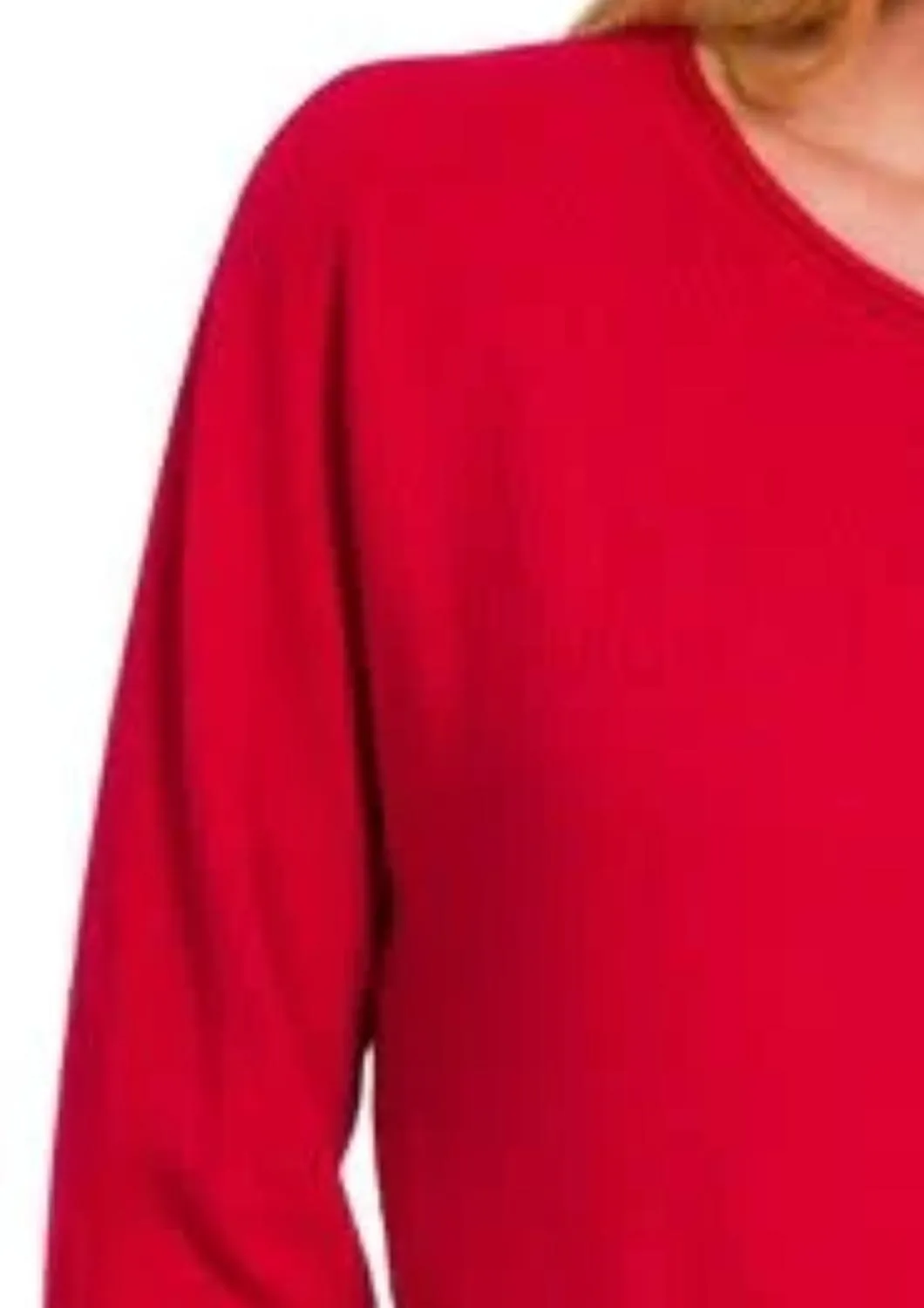Round Neck Basic Sweater In Ruby