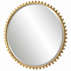 Round Gold Leaf Iron Sphere Trimmed Wall Mirror Cutting Board,Kitchen Board