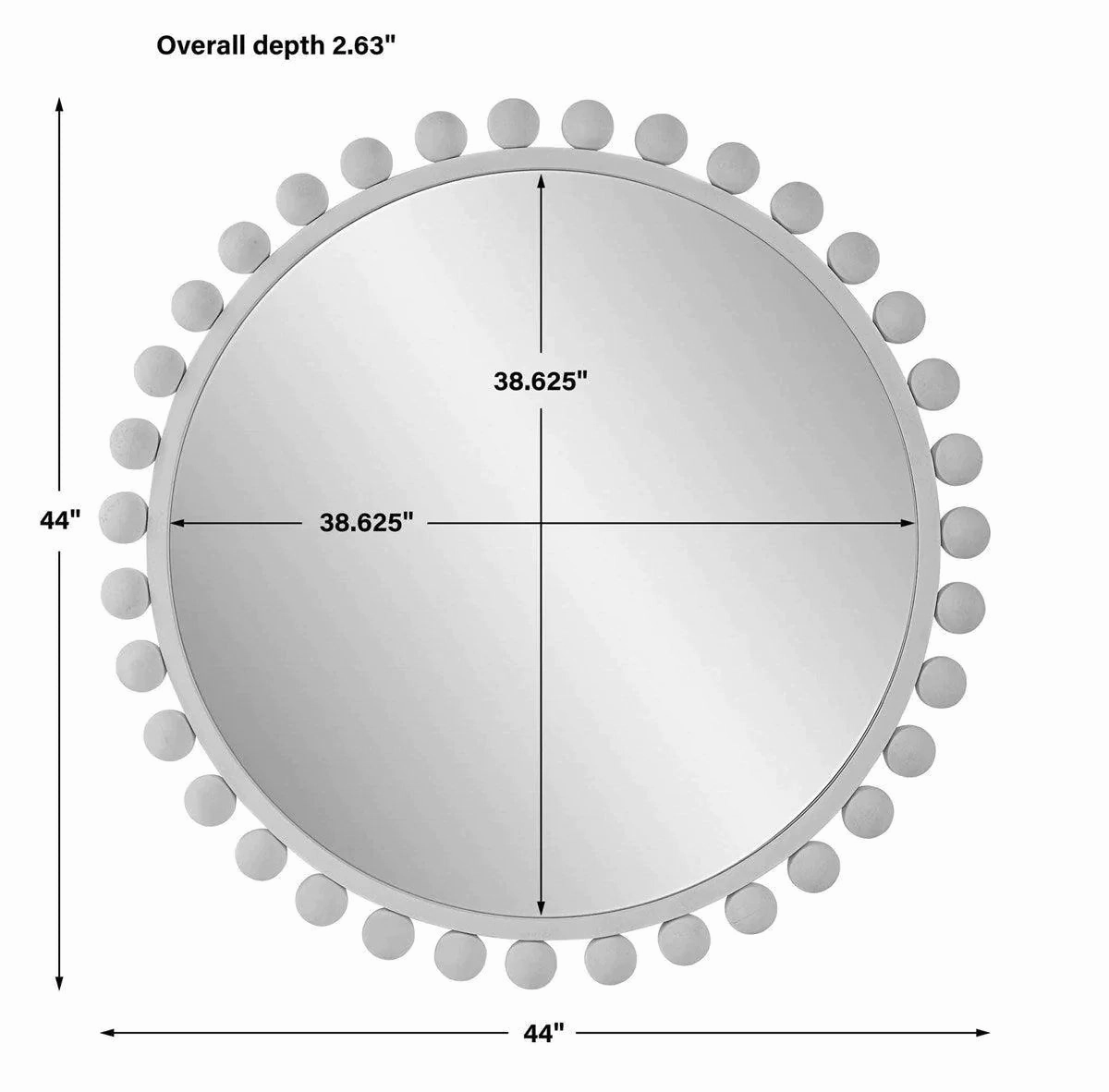 Round Matte White Beaded Frame Wall Mirror
