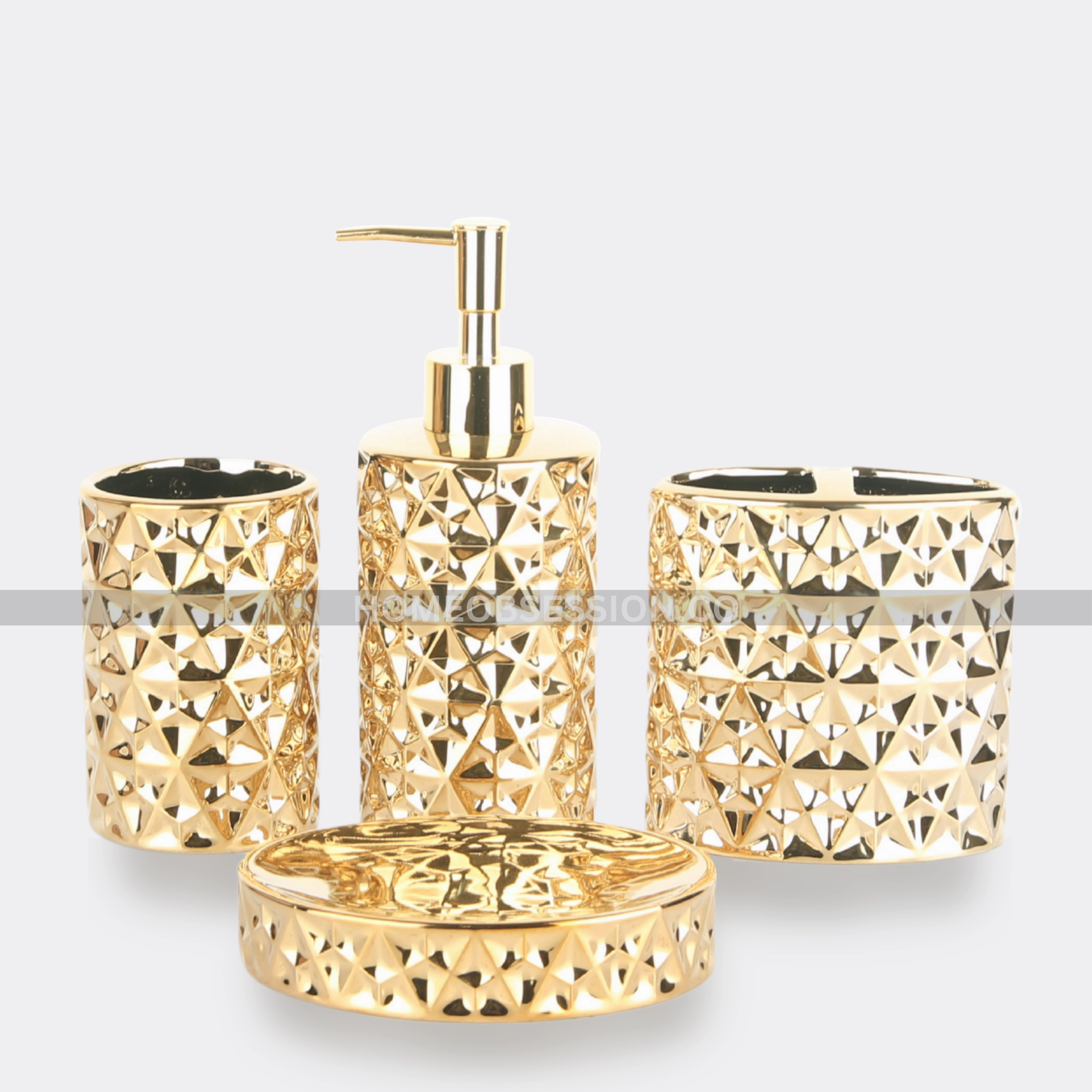 Royal Golden Series Bath Set Shower Curtain,Waterproof Curtain