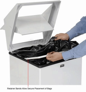 Rubbermaid 40 Gallon Square Steel Waste Receptacle - White, FGT1940ERBWH