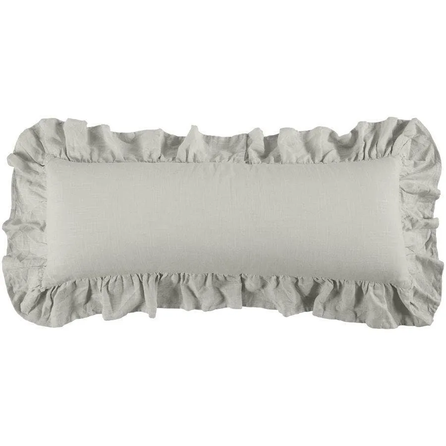 Ruffled Linen Lumbar Pillow - Linen Grey luxury bedding, duvet cover
