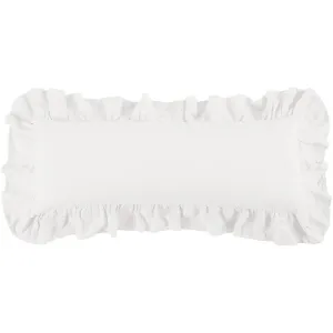 Ruffled Linen Lumbar Pillow - Linen White luxury bedding, duvet cover