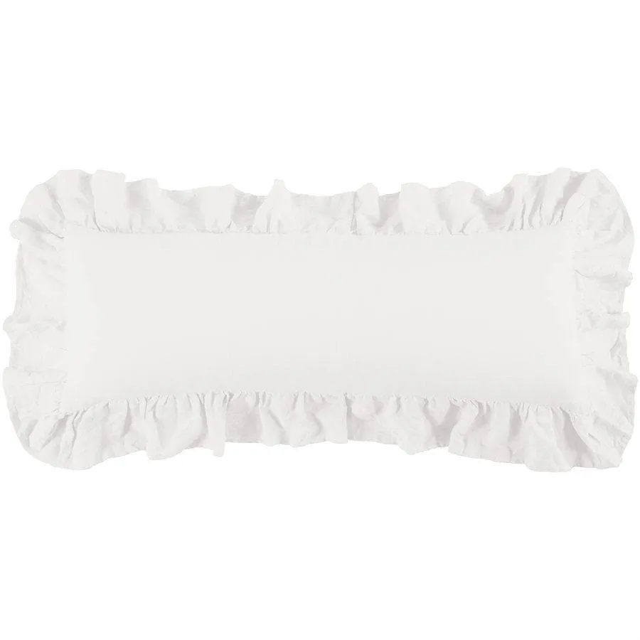 Ruffled Linen Lumbar Pillow - Linen White luxury bedding, duvet cover