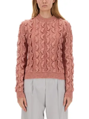 Ruffled Texture Wool Blend Sweater