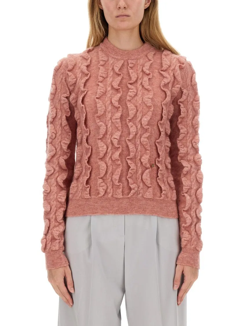 Ruffled Texture Wool Blend Sweater