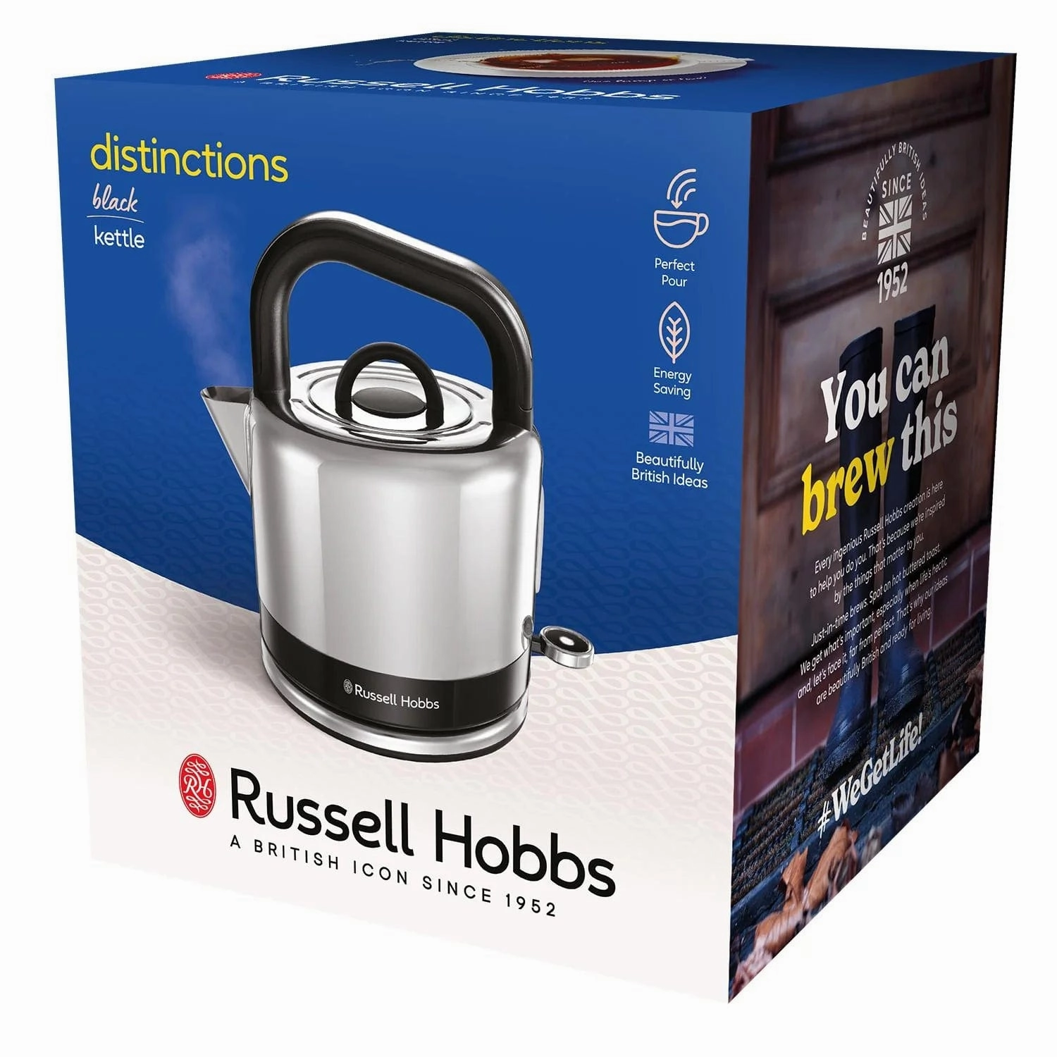 Russell Hobbs Distinctions 1.5 Litre Stainless Steel Kettle In Black