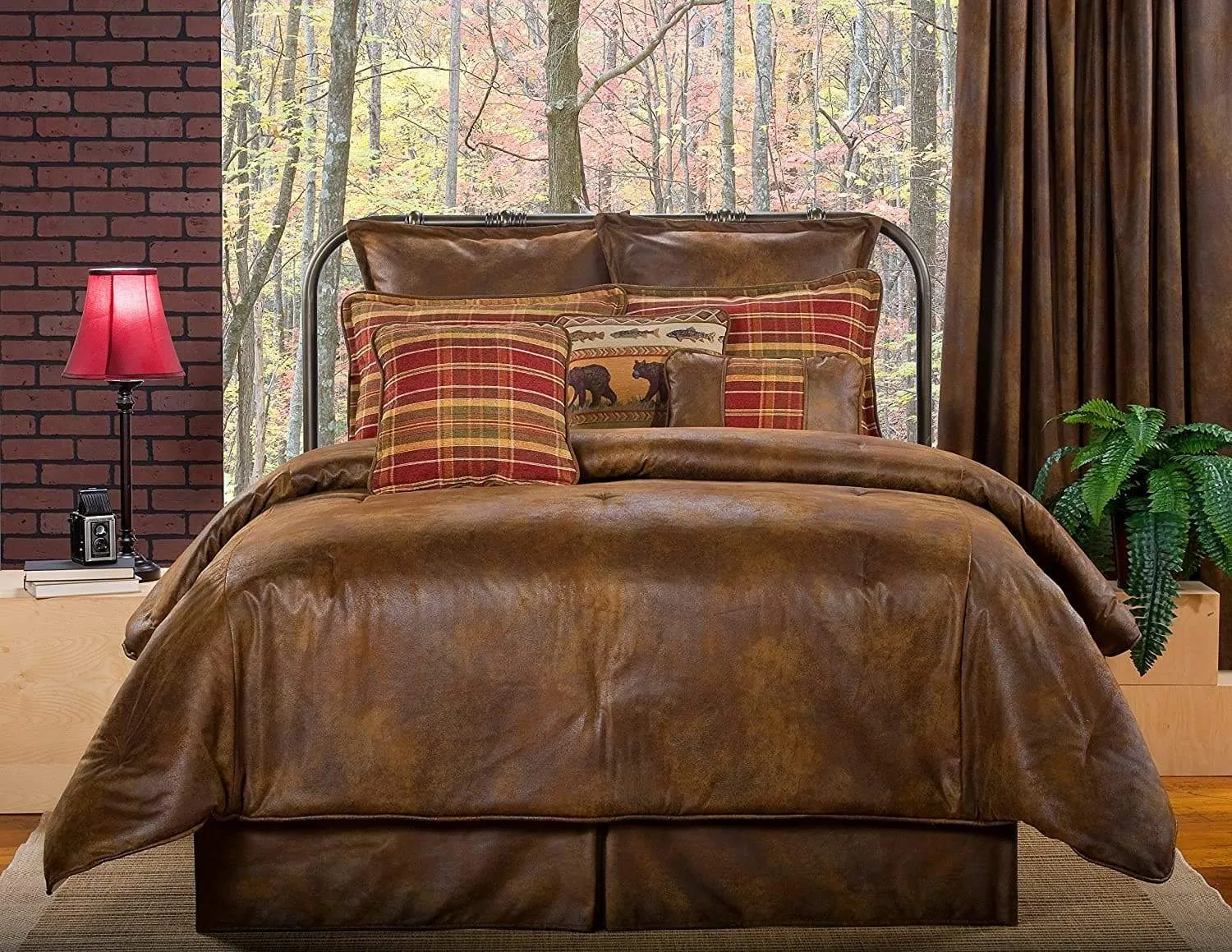 Rustic Lodge Faux Leather Euro Shams