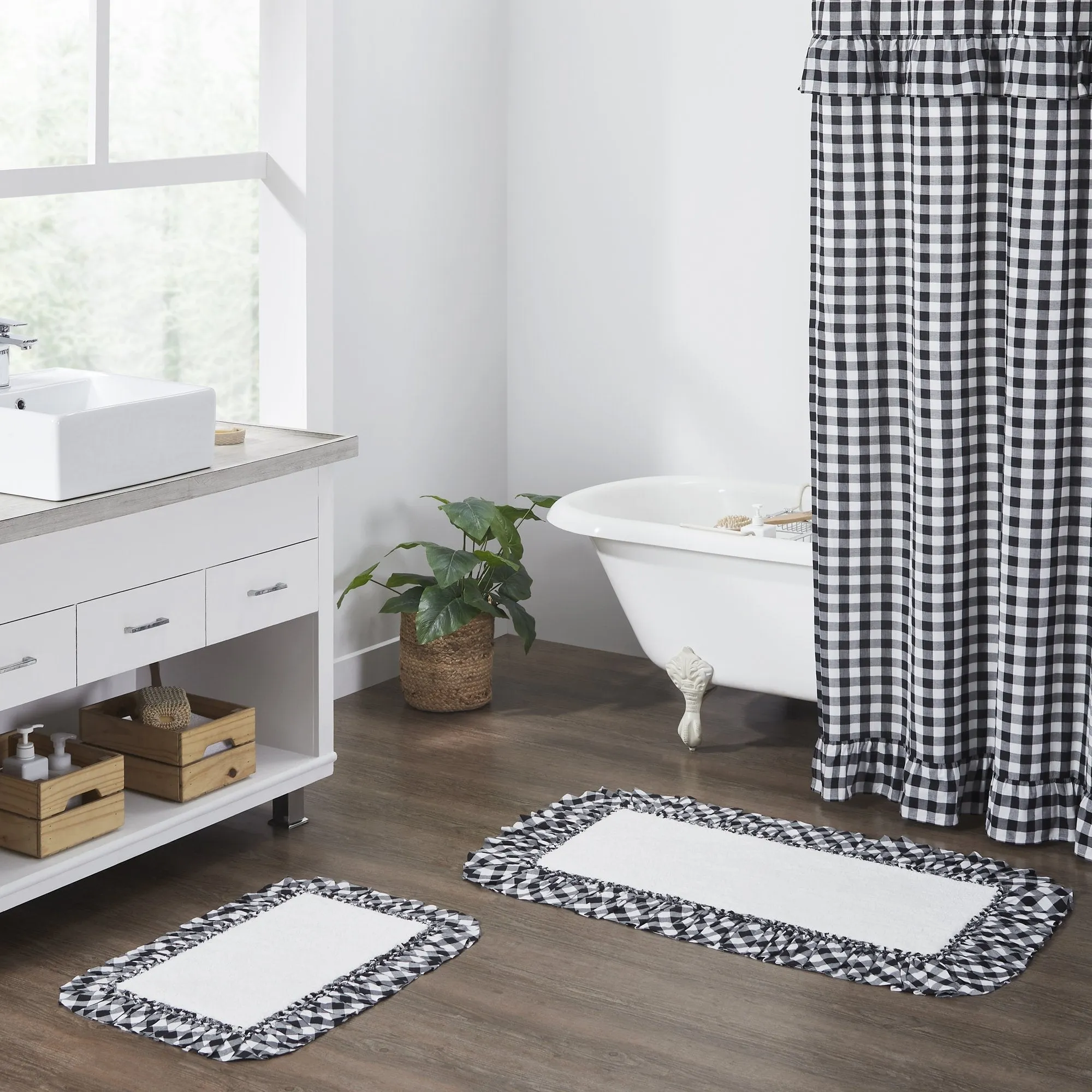 Sable Ann Buffalo Check Ruffled Shower Curtain