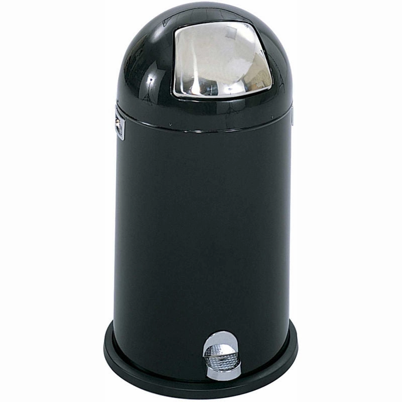Safco Step-On Dome Receptacle, 9 Gallon, Black - 9720BL