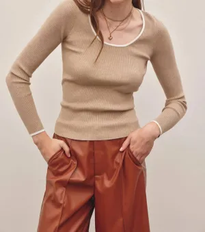 Same As Always Scoop Neck Ribbed Sweater In Cappuccino