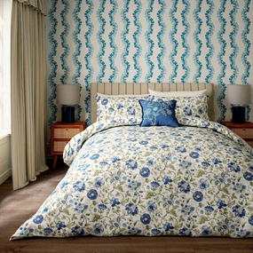 Sanderson Amanpuri Double Duvet Cover Set In Blue Bedding,luxury bedding sets