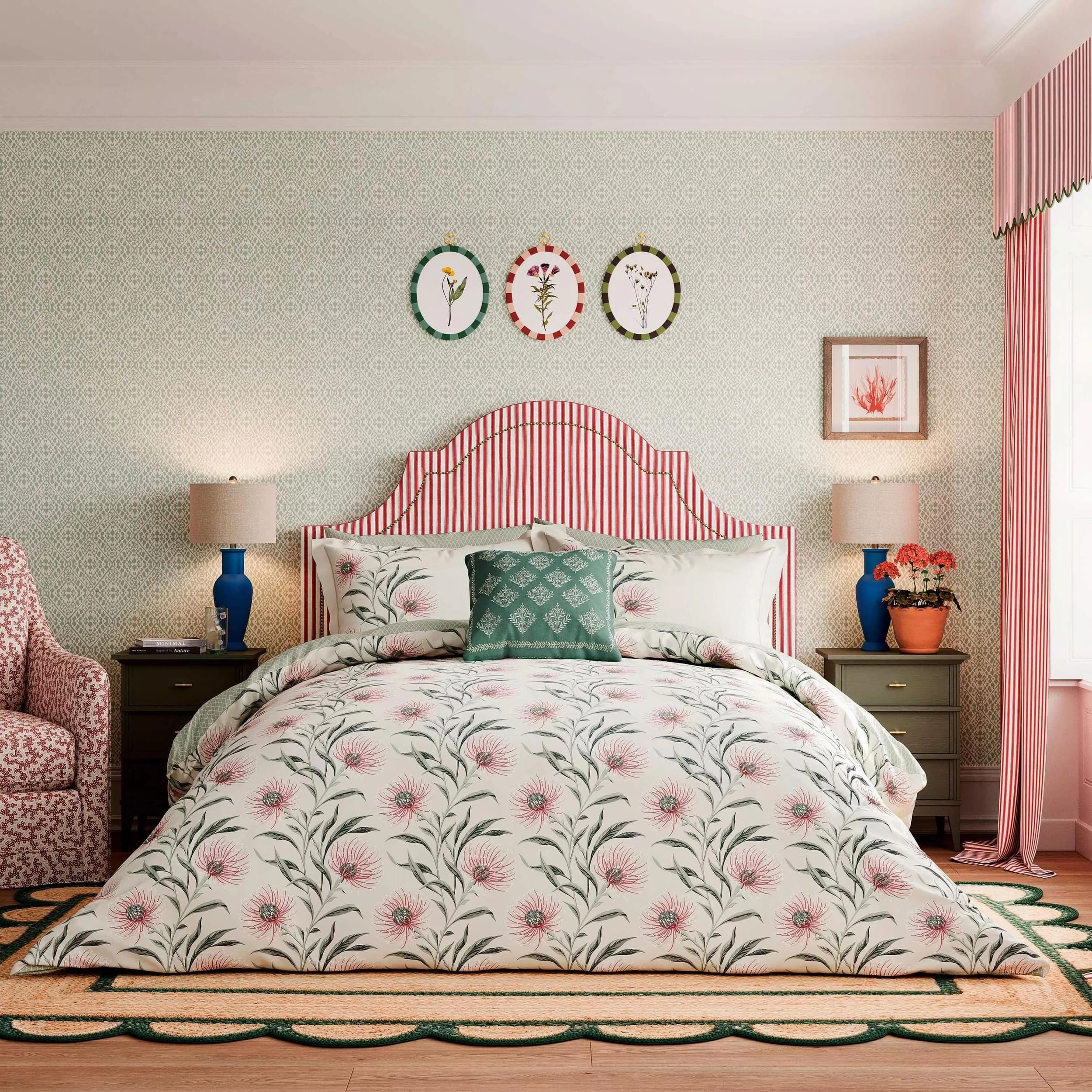 Sanderson Catherinae Cover Set King Size in Fuschia Bedding,luxury bedding sets